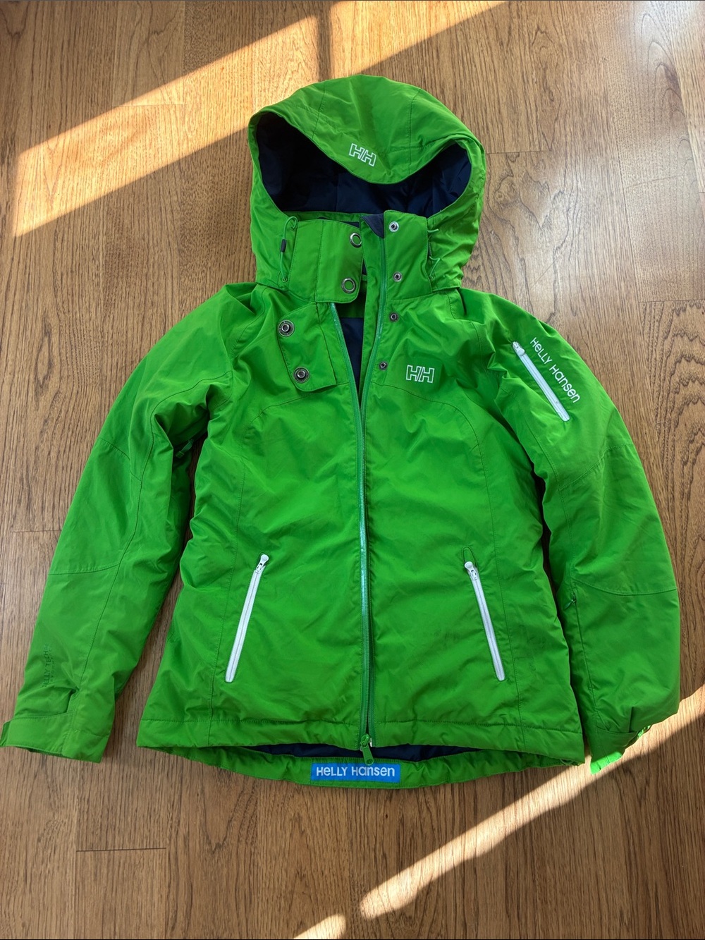Helly Hansen Bright Green Women’s Hooded Puffer Ski Jacket